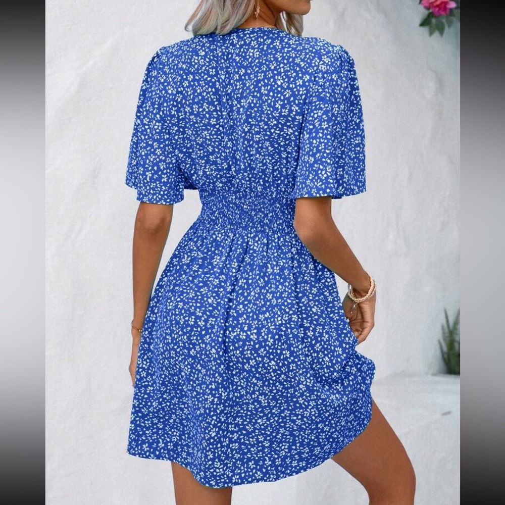 Boho floral print butterfly sleeve mini dress - Picture 5 of 13